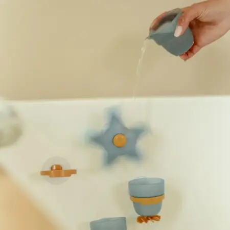 Little Dutch - Badwand bekers met zuignap - blauw