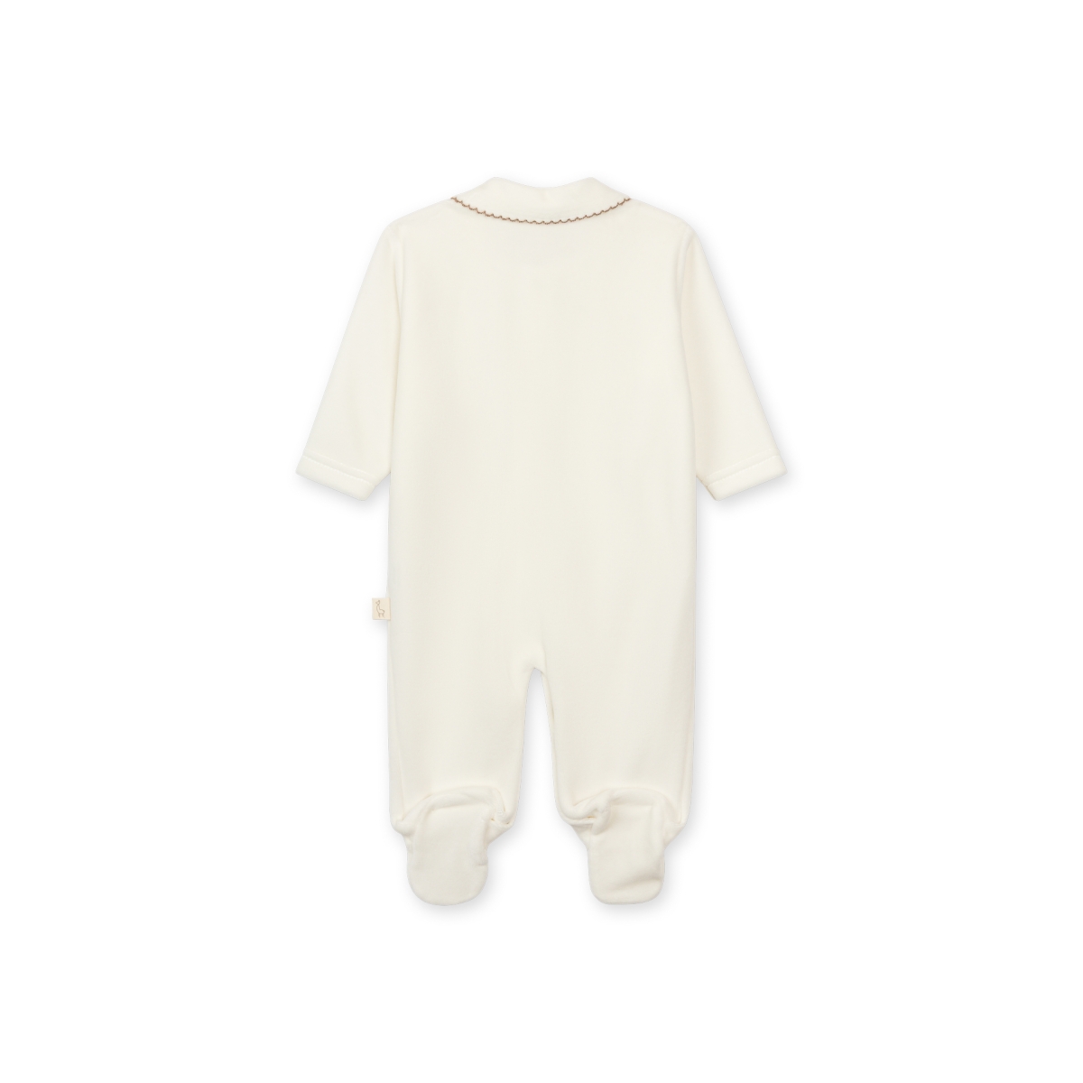 Baby Gi - pyjama met beertje, bruine kanten afwerking - wit
