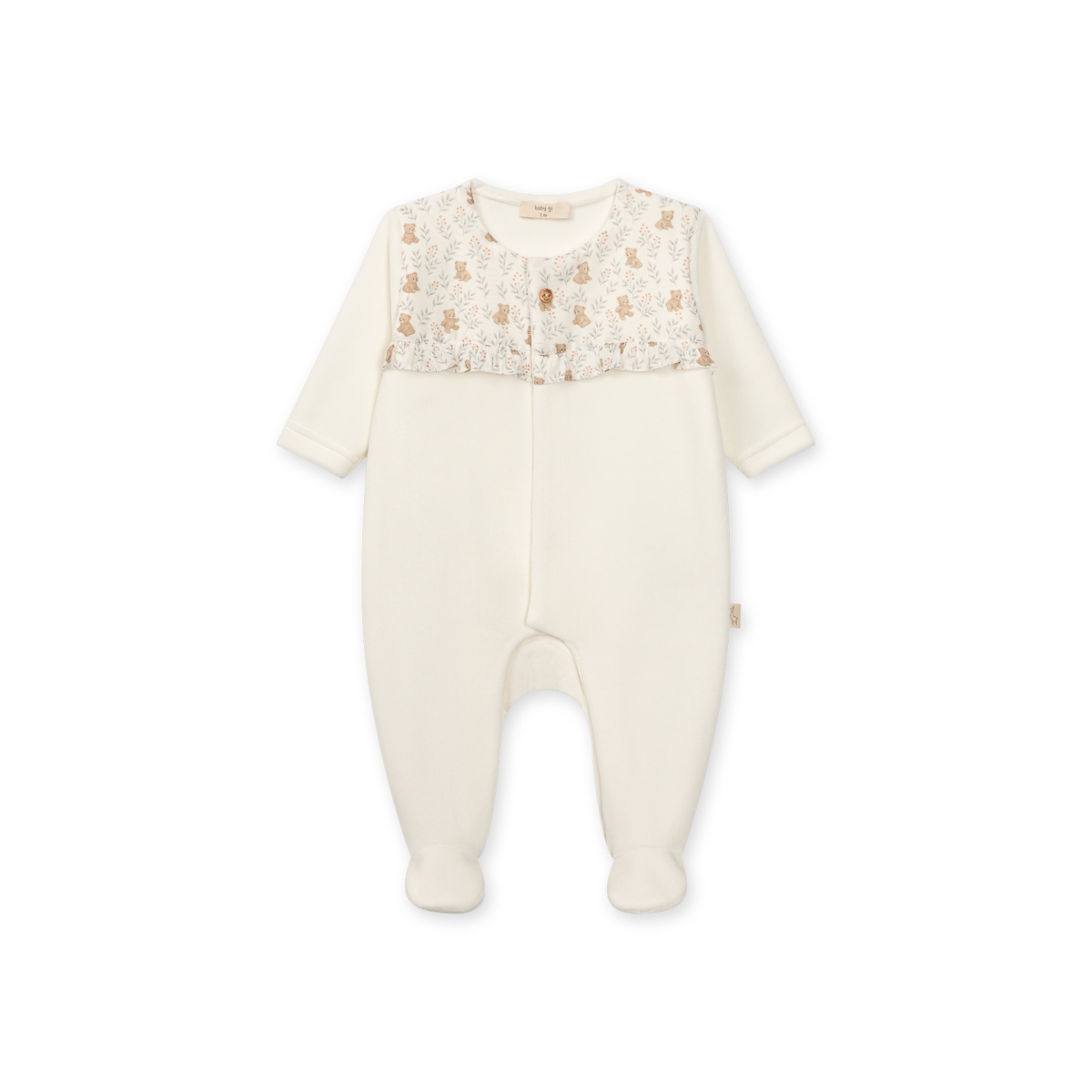 Baby Gi - pyjama met berenprint en met voetjes - wit