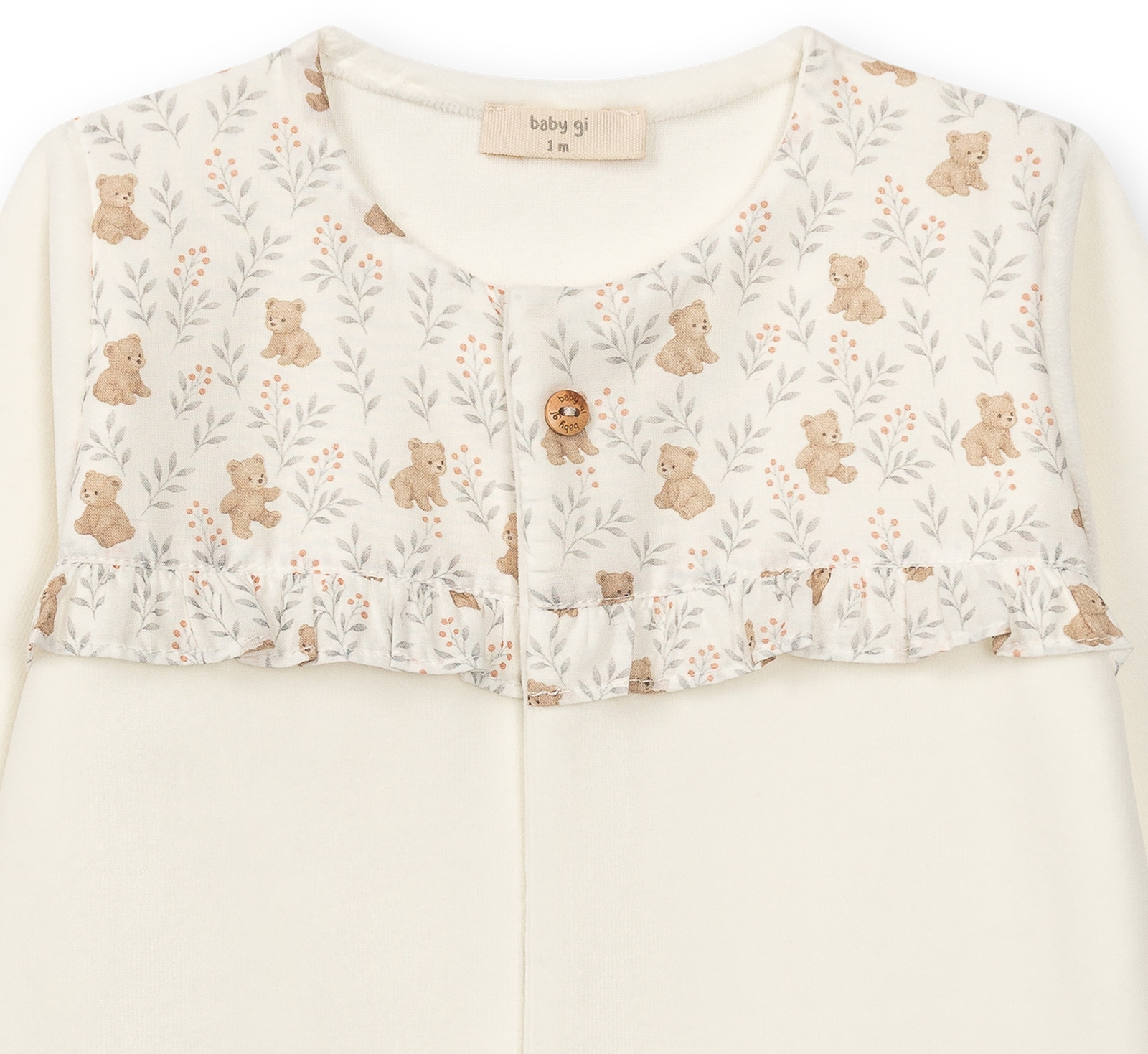 Baby Gi - pyjama met berenprint en met voetjes - wit