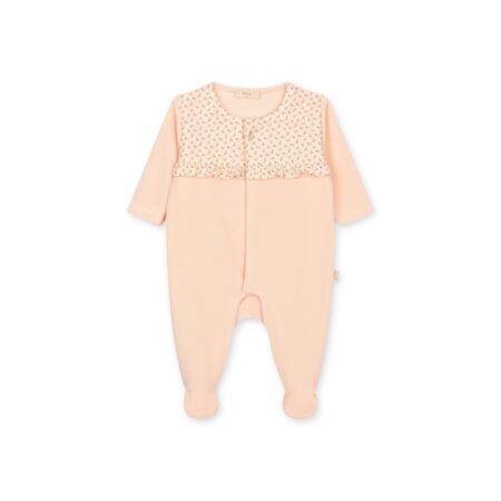 Baby Gi - pyjama met bloemenprint met voetjes - roos