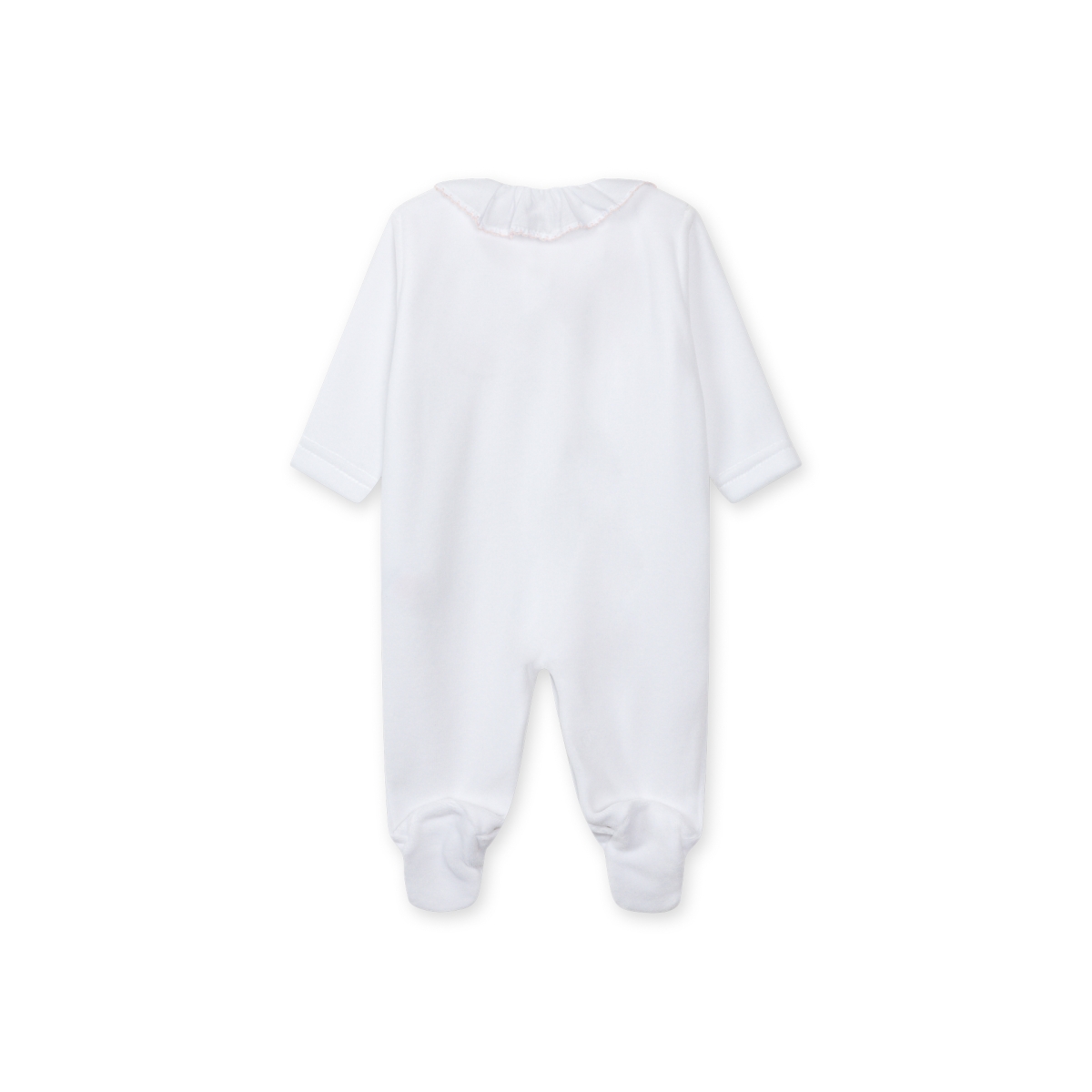 Baby Gi - pyjama met paardje, roze kanten afwerking - wit