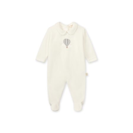 Baby Gi - pyjama met ballon print en met voetjes - wit