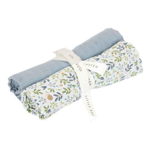 Little Dutch - Swaddle doeken hydrofiel 70 x 70 Forest Adventure & Denim Blue