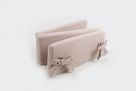 Maison Naline - Enkel parkomrander herringbone roze / lintstrikken herringbone roze (horizontale lijnen & mousse 5cm)+stootrol