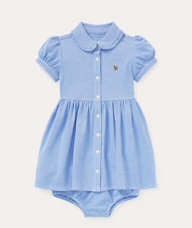Ralph Lauren - Gebreide mesh Oxford jurk en bloomer - Harbor Island Blue