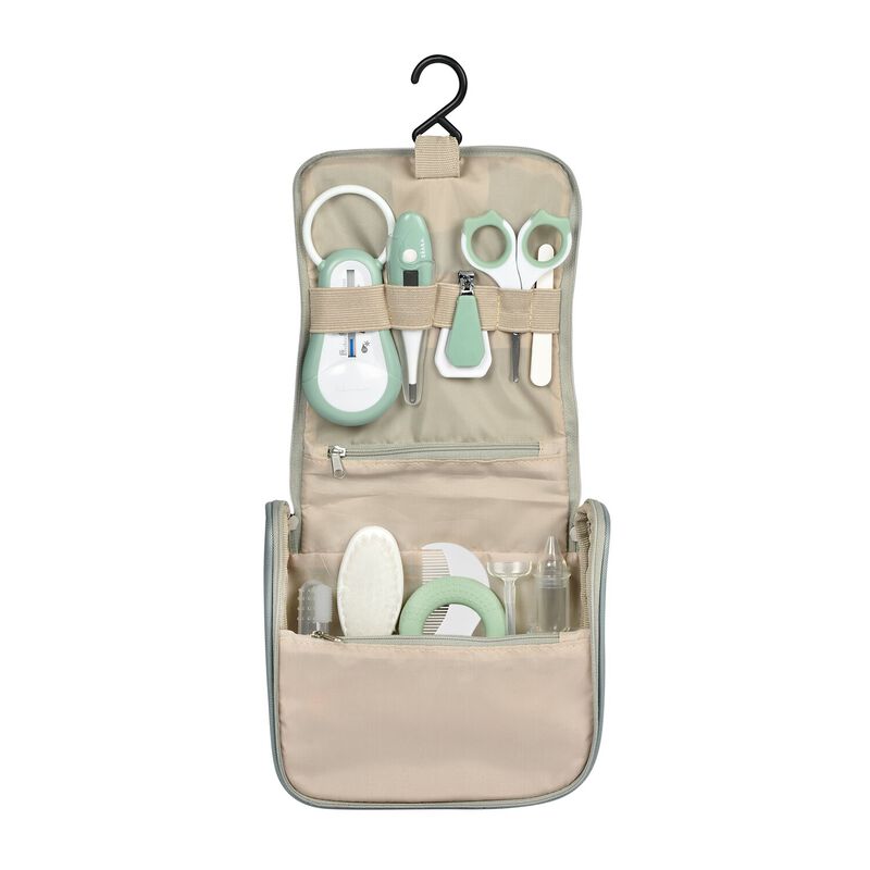 Beaba - Verzorgingsset 10 accessoires groen met toilettas