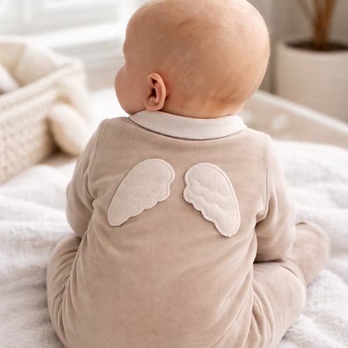 First - Romper velours engelvleugjes - Sand