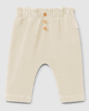 Laranjinha - stoffen broek met ribstructuur - zandkleur