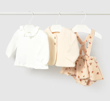 Mayoral - 3 delige rokset met bloemenprint - beige