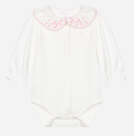 Patachou - bodysuit met elegant geborduurde kraag - ecru
