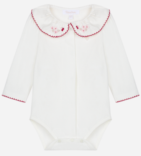 Patachou - elegante bodysuit met geborduurde kraag - ecru