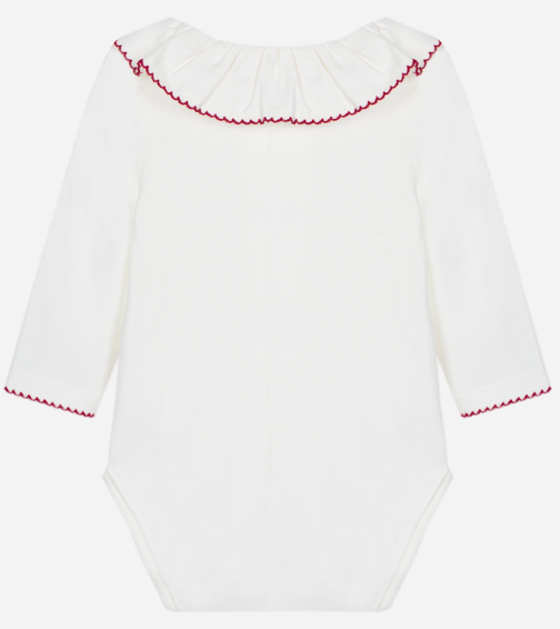 Patachou - elegante bodysuit met geborduurde kraag - ecru