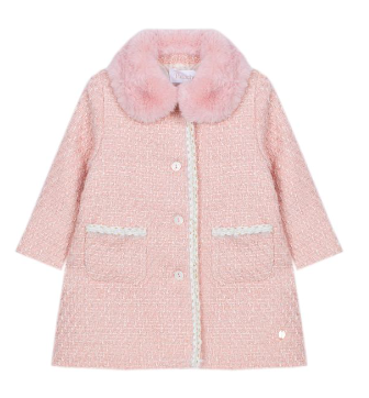 Patachou - elegante jas met bontkraag - roos