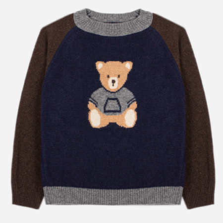Patachou - gebreide trui met teddybeer - marineblauw