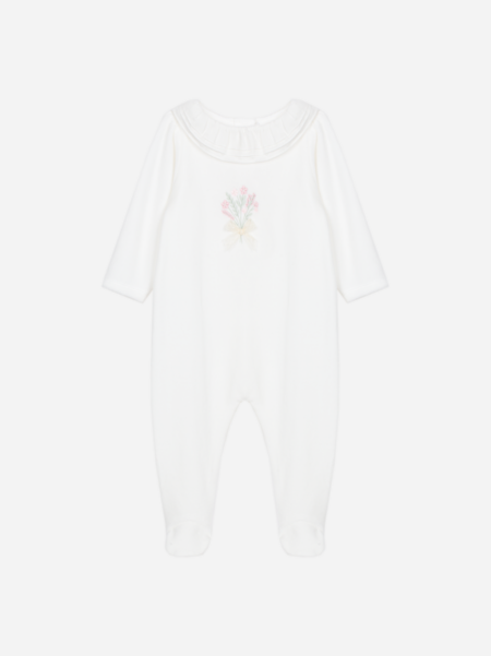 Patachou - pyjama met bloemen borduursel - ecru