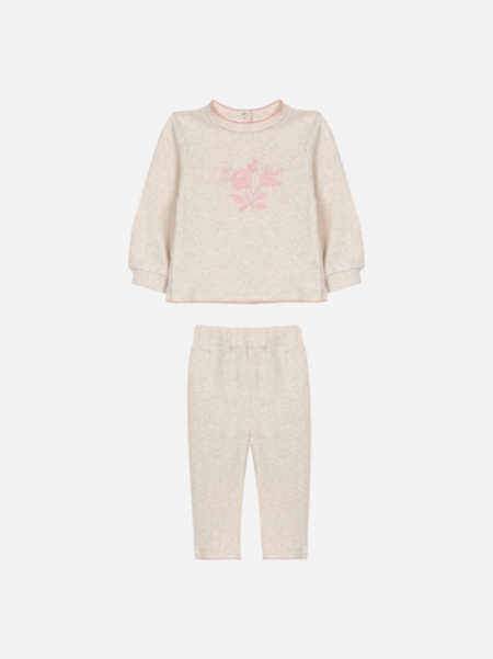 Patachou - set met borduurwerk aan voorzijde - beige