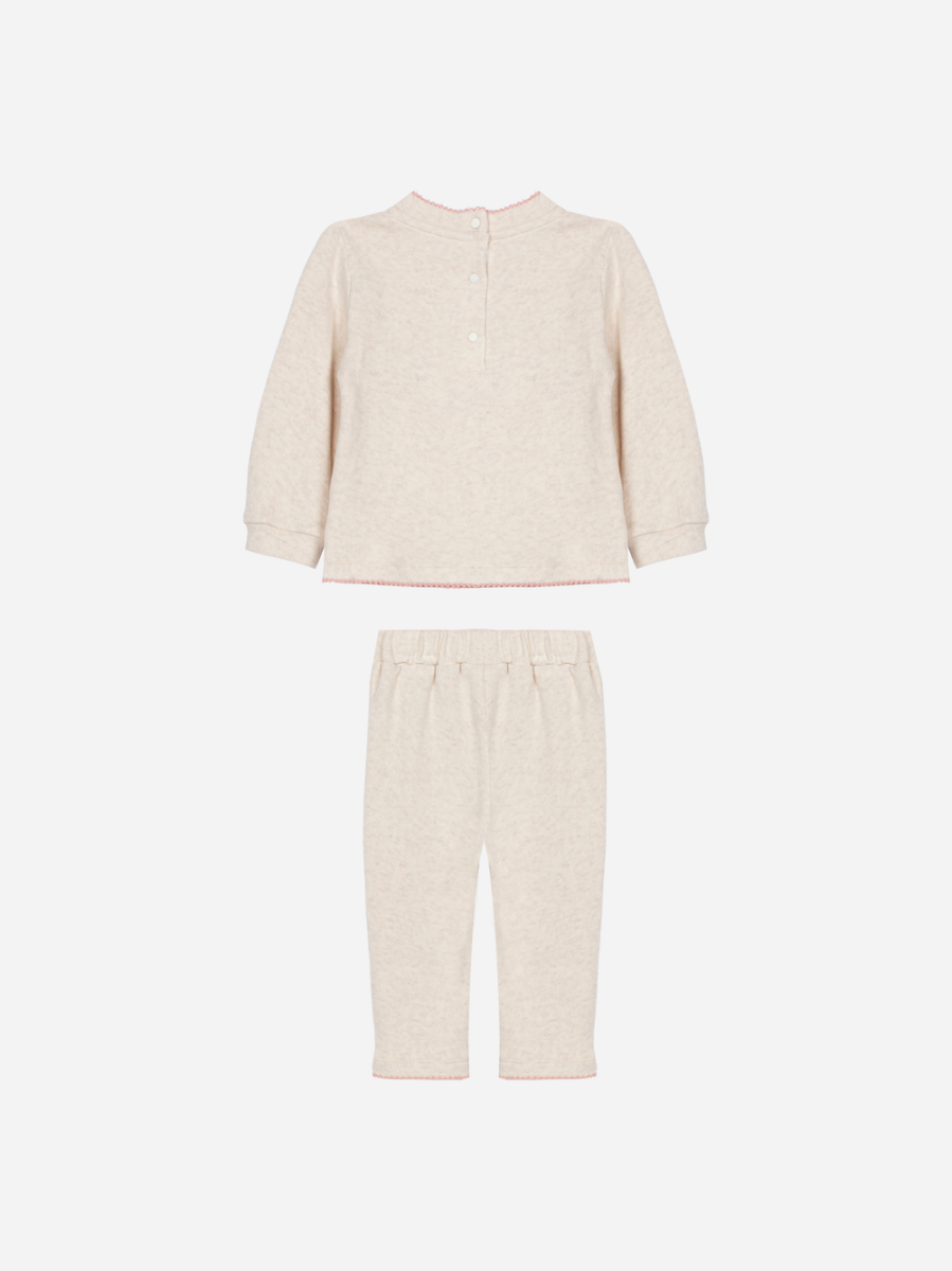 Patachou - set met borduurwerk aan voorzijde - beige