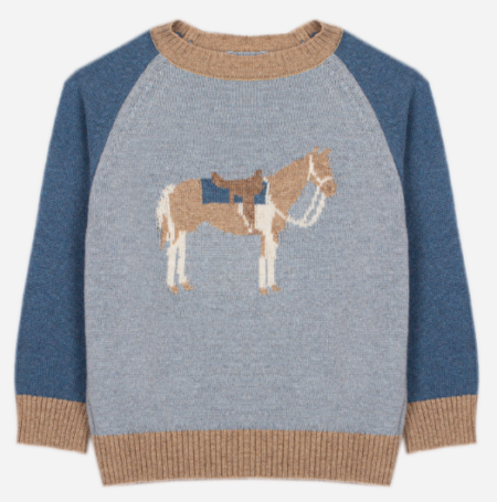 Patachou - trui met paardenprint - blauw