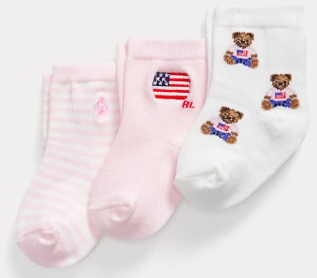 Ralph Lauren - 3 paar sokken - roos/wit