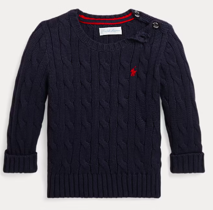 Ralph Lauren - kabelgebreide trui - donkerblauw