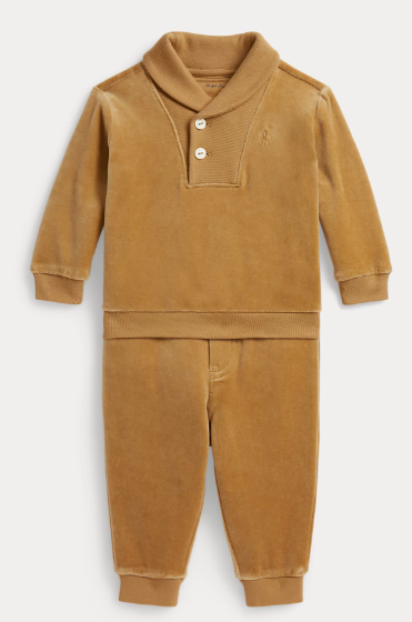 Ralph Lauren - velours trui & joggingbroek - bruin