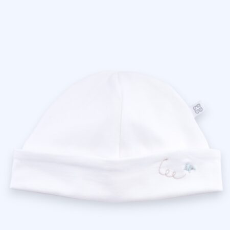 Theophile & Patachou - Muts Jersey vlinder - Wit/Lichtblauw M: 1M