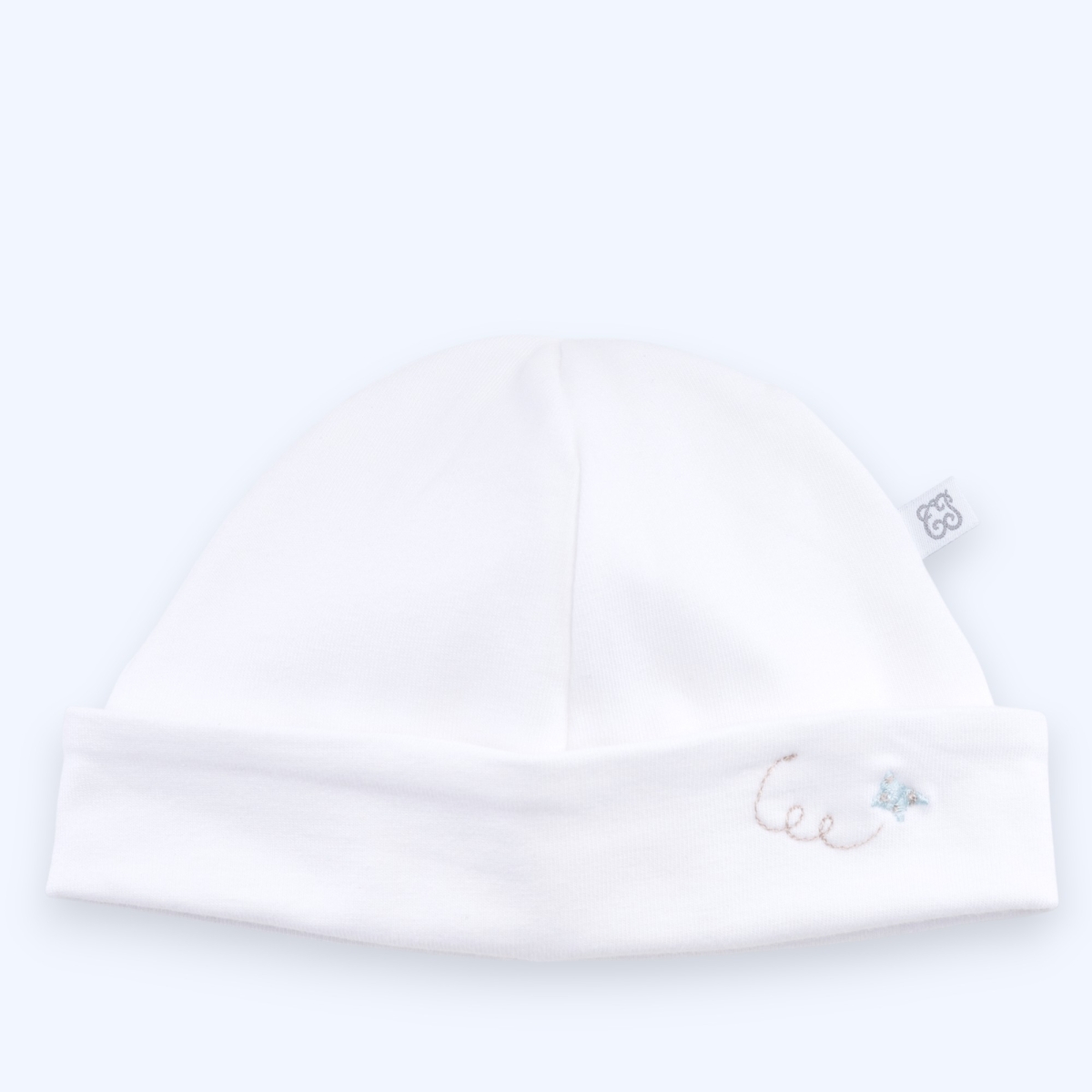Theophile & Patachou - Muts Jersey vlinder - Wit/Lichtblauw M: 1M