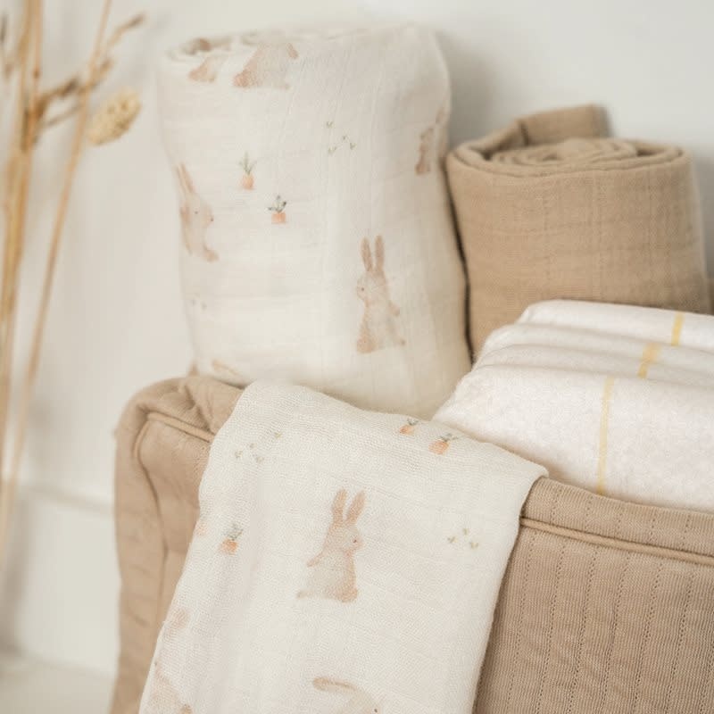 Little Dutch - Swaddle doeken set hydrofiel 70 x 70 Baby Bunny / Beige