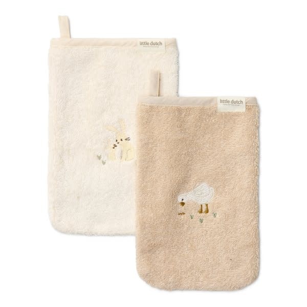 Little Dutch - Washandjes set geborduurd - Baby Bunny
