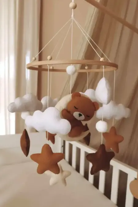 Little Loua - Handmade Sleeping Teddy baby mobile