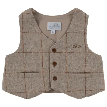 Natini - ruiten gilet - beige