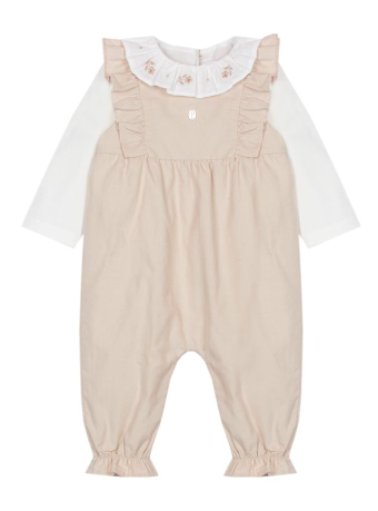 Patachou - babyromper met witte kraag - beige
