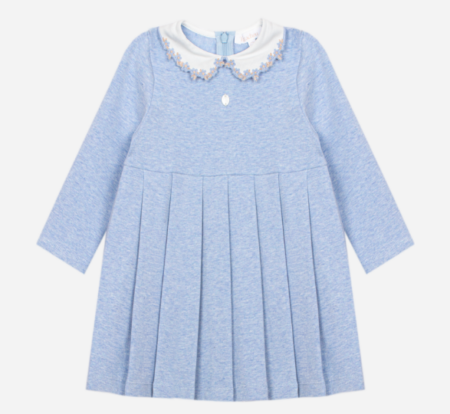 Patachou - elegante jurk met geborduurde kraag - lichtblauw