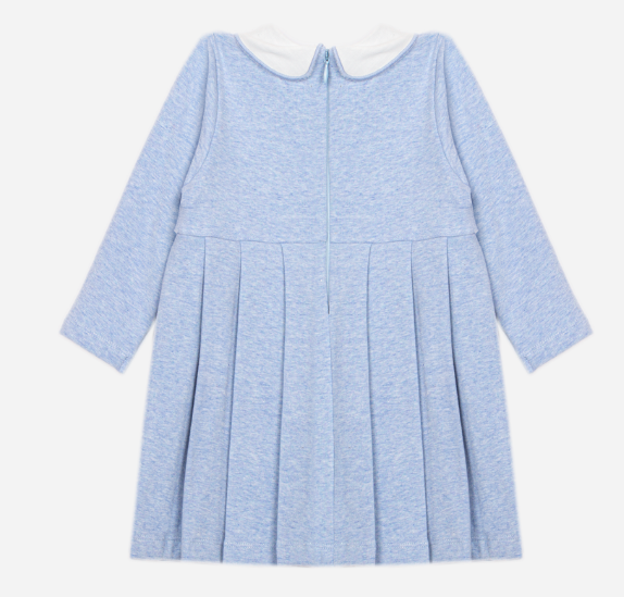 Patachou - elegante jurk met geborduurde kraag - lichtblauw