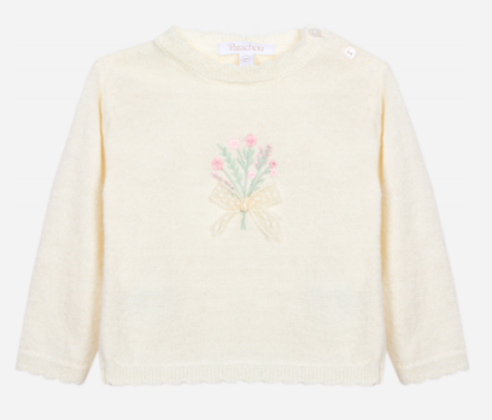Patachou - gebreide trui met bloemen - ecru