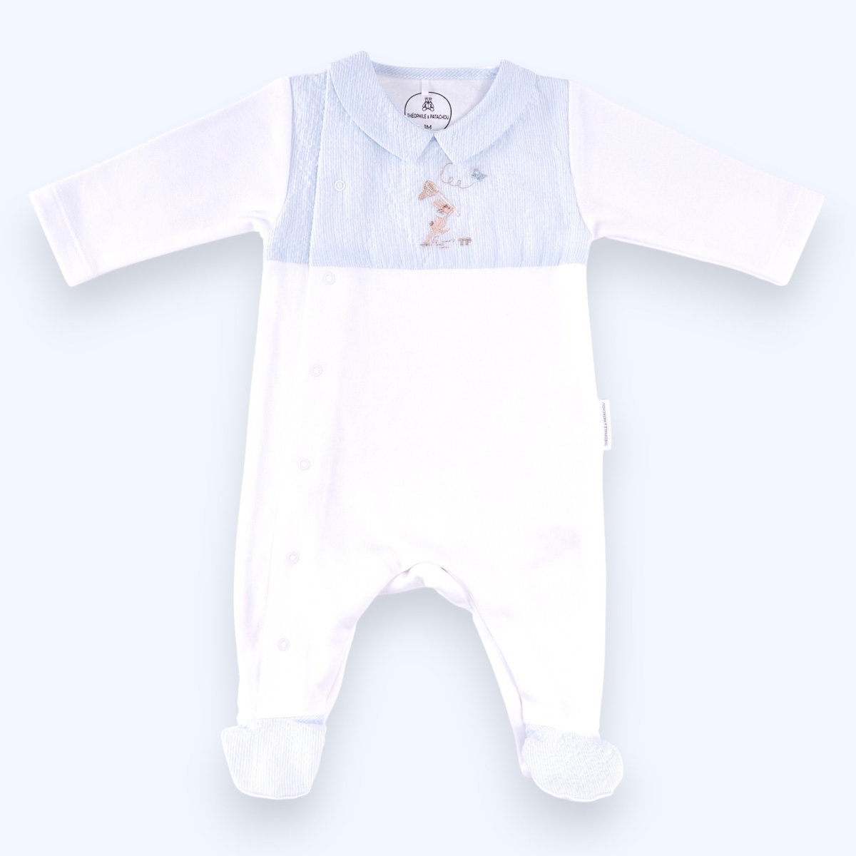 Théophile & Patachou - Combi jersey konijn – Lichtblauw