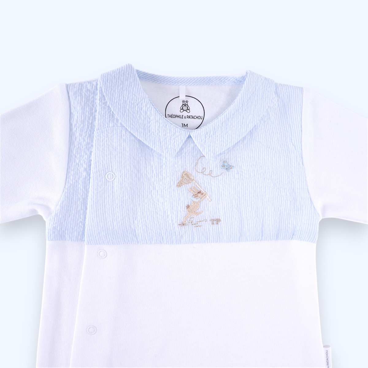 Théophile & Patachou - Combi jersey konijn – Lichtblauw
