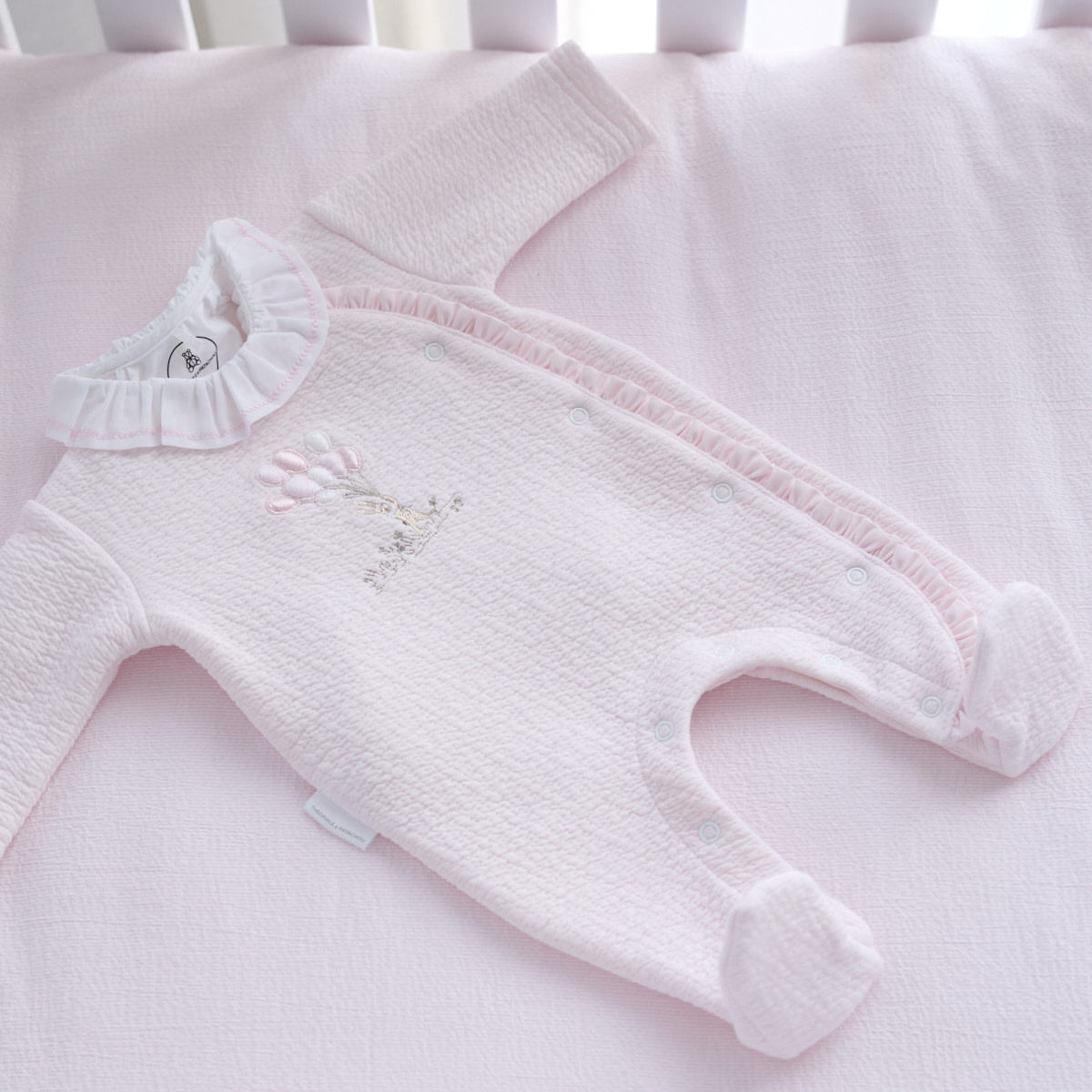 Théophile & Patachou - Kruippakje jersey gewafeld – Garden party – Roze