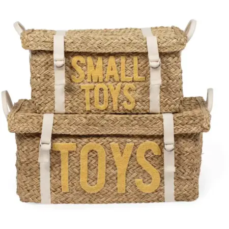 Childhome - Rattan Opbergmanden + Riemen - Set Van 2 - Geel