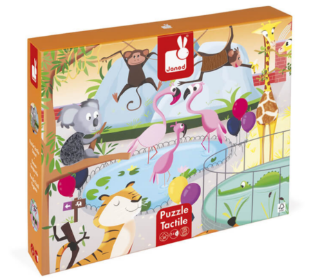 Janod - tastbare puzzel 'een dagje in de zoo' - 20 stukjes