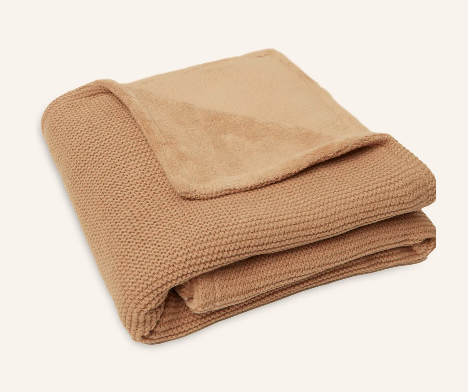 Jollein - deken wieg 75 x 100 cm basic knit - biscuit/fleece