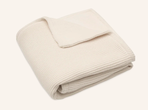 Jollein - deken wieg 75 x 100 cm basic knit - ivory/coral fleece