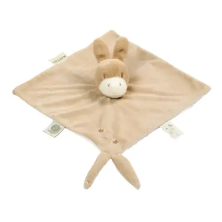 Nattou - LouLou Baby Knuffeldoekje - Doudou Ezel - 28 x 28 cm - Licht Karamel