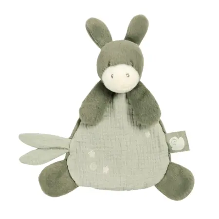 Nattou - LouLou Baby Knuffeldoekje - Mini Doudou Ezel - 25 cm - Lindegroen