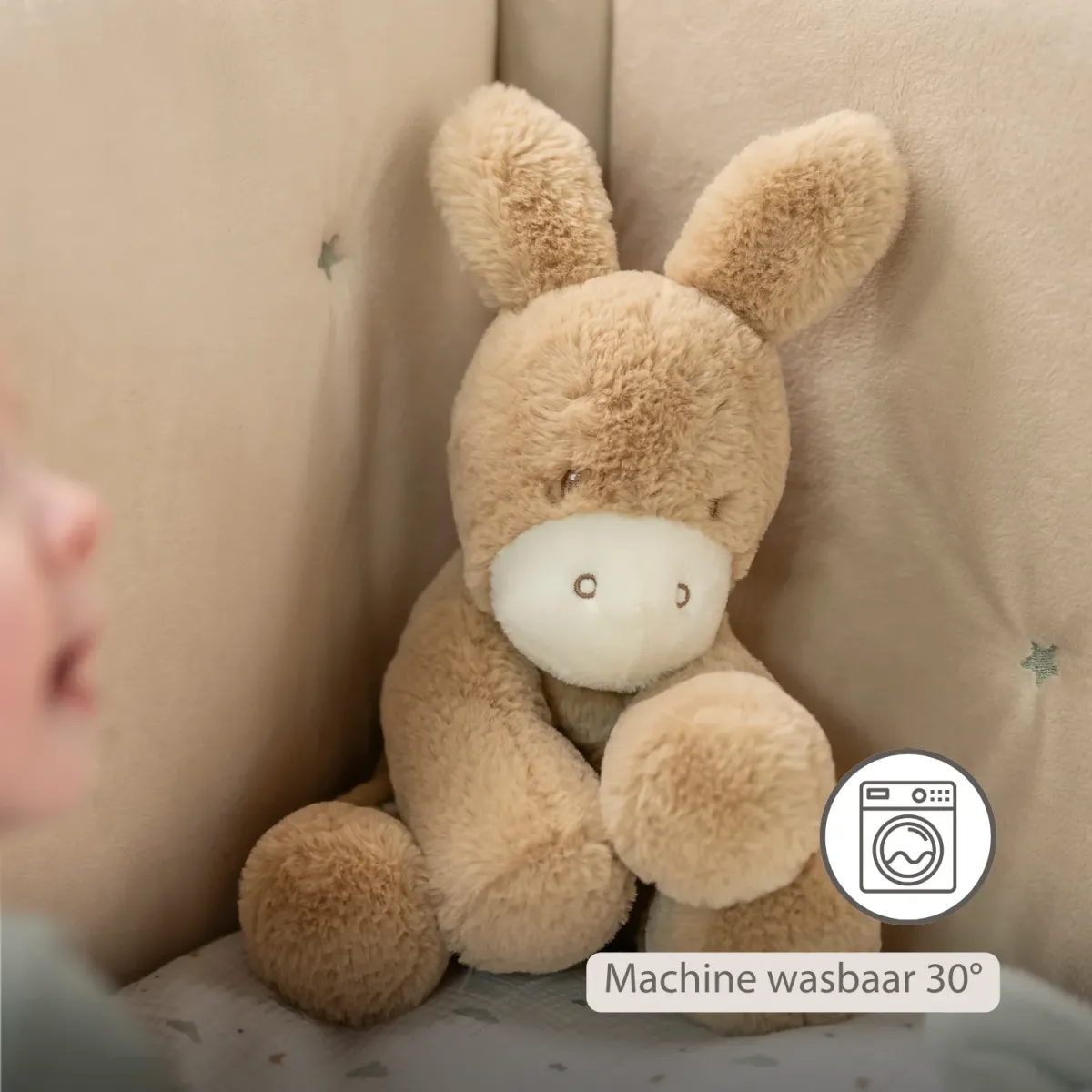 Nattou - LouLou Knuffel Ezel - Zachte Babyknuffel - 30 cm - Licht Karamel