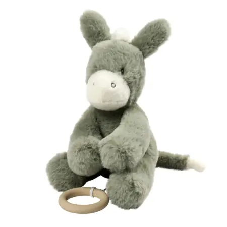 Nattou - LouLou Musical Plush Donkey - Baby Soft Toy - 30 cm - Dark Green