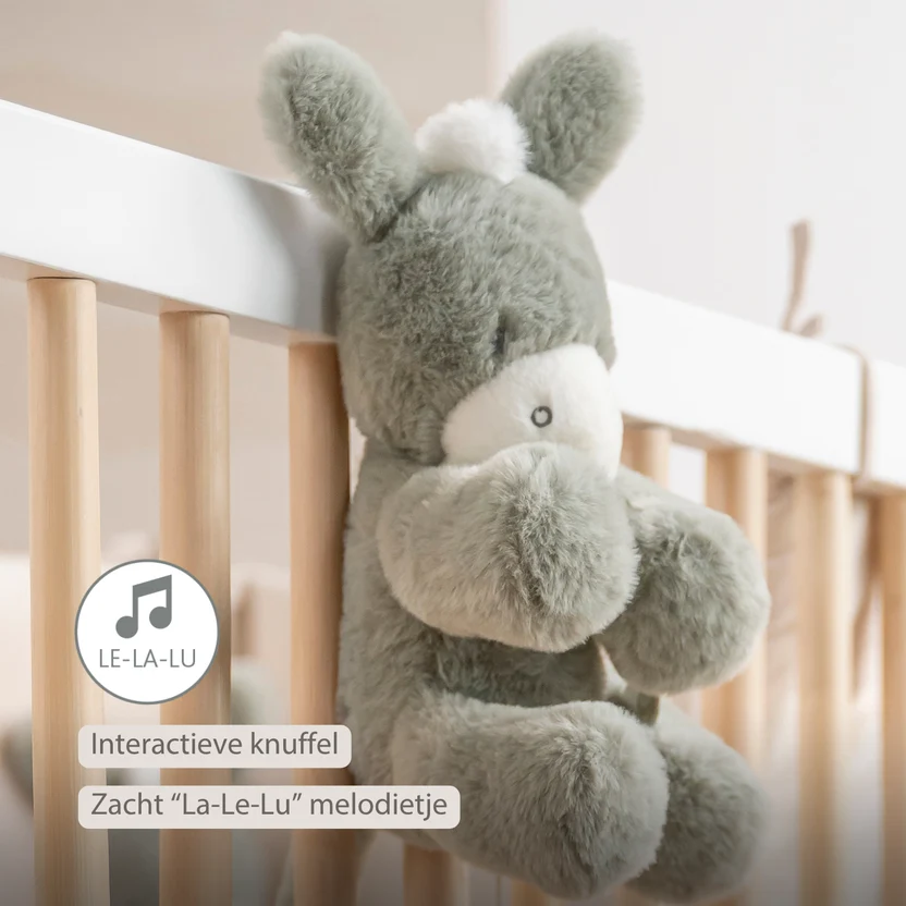 Nattou - LouLou Musical Plush Donkey - Baby Soft Toy - 30 cm - Dark Green