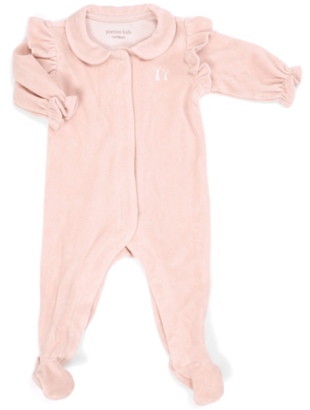 Poetree Kids - fluwelen babypakje met ruffles - licht roos