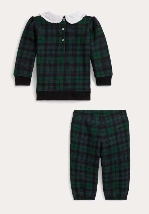 Ralph Lauren - Fleece sweatshirt en broek met hondenprint - zwart/groen